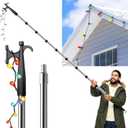 3-13 FT Christmas Light Hanger Pole with Utility Hook, Extension Pole for Holiday Lights Installation, Multi-Functional Christmas Light Hanger Tool for Birdfeeder, String Lights and Tree Ornament
