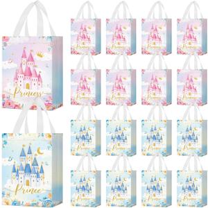 Locmeo 24 Pcs Party Favor Bags with Handles Reusable Non Woven Candy Goodie Bags Treat Gift Bag for Girl Boy Birthday Baby Shower, 8 x 4 x 10 Inch
