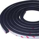 Neoprene Waterproof Rubber Foam 1/2 (w) x 1/2 (h) x 12 feet Long Weather Stripping Door Seal Insulation Shock-Absorbing 3M Self-Adhesive Tape for Door Frames, Windows  Black, 1 Continuous Roll