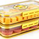 Cheese and Lunch Meat Container for Refrigerator with Drain Tray,Clear Deli Meat Storage Organizer, Airtight Bacon Keeper, Cold Cuts and Sandwich Meat Fridge Containers for Organizing-Yellow