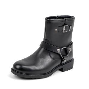 VJH confort Women's Ankle Boots Comfortable Low Chunky Heel Round Toe Buckle Fashion Booties with Zipper Size 8.5