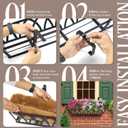2 Pack 24IN Window Box Railing with Adjustable Brackets, Hanging Flower Planter Basket with Coco Liner for Outdoor Balcony Porch Fence Patio (Black)