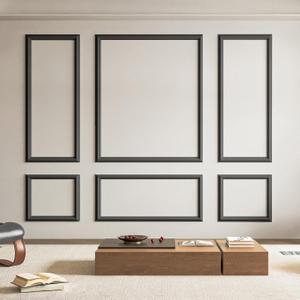 Art3d Pre-Cut Wall Molding Set of 6 pcs, Ready-to-Assemble Wainscoting Panels for Interior Wall Dcor Living Room Bedroom Accent Wall - Installed with Glue, 3 Top 3 Bottom, Black