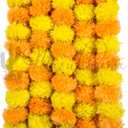 Marubhumi 5 PC - 5 feet Artificial Marigold Flower Garland Long Strands for Diwali, Wedding & Festive Decoration Traditional Indian Home Decor