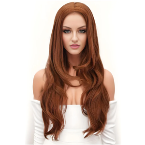 PARTY ZONE Red Long Hair Resistant Scarlet Witch Wanda Maximoff Cosplay Wigs For Women Heat Resistant Fiber Middle Part Wig Curly Wavy Wigs Natural Looking Synthetic Heat Resistant Fiber Wig Party