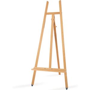 A - Frame Wooden Display Easel - Adjustable Lyre Beechwood Studio Easel Stand Holding Canvas Up to 90", Inclinable Artist Floor Painting Easel for Artwork Painting, Natural, 90 inches high