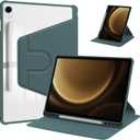 Rotating Case for Samsung Galaxy Tab S7 FE/S8 Plus/S7 Plus 12.4 Inch,360 Degree Rotation Protective Stand Smart Tablet Slim Hard Shell Cover Clear Back,with S Pen Holder Auto Wake/Sleep (Dark Green)