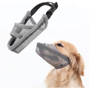Crazy Felix Nylon Dog Muzzle for Small Medium Large Dogs Dachshund Beagle Poodle Labrador, Air Mesh Breathable and Drinkable Pet Mouth Guard for Anti-Biting Chewing Scavenging(S, Grey)
