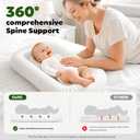 Baby Lounger for Newborns 0-24 Months, Soft Breathable Cotton Infant Support Cushion for Tummy Time & Play, Portable Tummy Time Mat, Baby Essentials -White (Cover Included