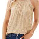GRACE KARIN Sequin Halter Tops for Women Sleeveless Sparkly Shiny Tank Tops Ruched Flowy Sparkly Club Outfits Party Shirt, Champagne, Small 