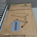 Vaunn Medical Pneumatic Adjustable Overbed Bedside Table with Wheels (Hospital and Home Use) (Black)