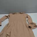 Girl's Midi Dresses Solid Waffle Knit Dress Flared Long Sleeve Belted Dress for Kids (9-10 Years, Khaki)