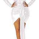 BestGirl Club Dresses for Women Sexy Deep V Neck Long Sleeve Ruched Sparkly Bodycon Mini Dress Silver (Large, Silver)