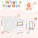 6 Pack Picture Book Bins with Dividers Plastic Book Holders with Labels Stackable Classroom Organization Bins Magazine File Binder Holder Storage Container for Classroom Library Home Office(White)