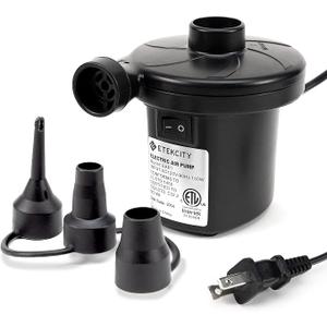 Etekcity Air Pump for Inflatables, Portable Electric Air Mattress Pump, Quick-Fill Perfect Inflator/Deflator for Couch, Blow up Pool Floats Raft Bed Boat Toy with Nozzles, 110-120V, Black
