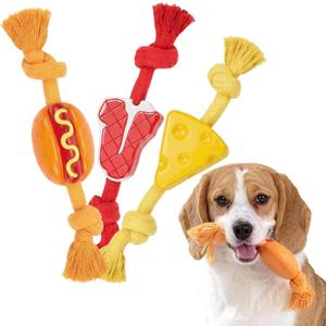 FOFOS Dog Chew Toys for Aggressive Chewers, 3 Pack Rubber Dog Rope Toys, Tough Toys for Boredom Relief and Cleaning Teeth, Indestructible Tug of War Toys for Small Medium Dogs