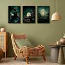 3Pcs Dark Academia Canvas Wall Art Moody Victorian Woman Reading Book Pictures Wall Decor Mystical Gothic Vintage Halloween Posters Prints for Bedroom Living Room Home Decoration (Frameless)