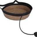 Cotton Rope Woven Cat Bed Basket, Hand Woven Cat Bed with Toy Tail, Dogs Sofa Bed, Pet Sleeping Bed Basket for Indoor Cats, Puppies, Rabbits (Medium, Black & Brown)