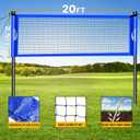 Portable Badminton Set, Heavy-Duty Outdoor Net with 4 Rackets, 3 Shuttlecocks & Boundary Line for Backyard Lawn Beach Family Games