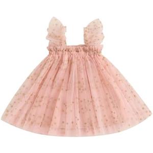 Toddler Baby Girl Summer Tulle Dress Sleeveless Strap Floral A Line Princess Dress Cute Birthday Party Tutu Sundress 6-12 M