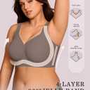 OEAK Womens Wireless Jelly Bra Plus Size Supportive Seamless Bras Full Coverage Push Up Comfortable No Underwire Tshirt Bras (Gray, L)