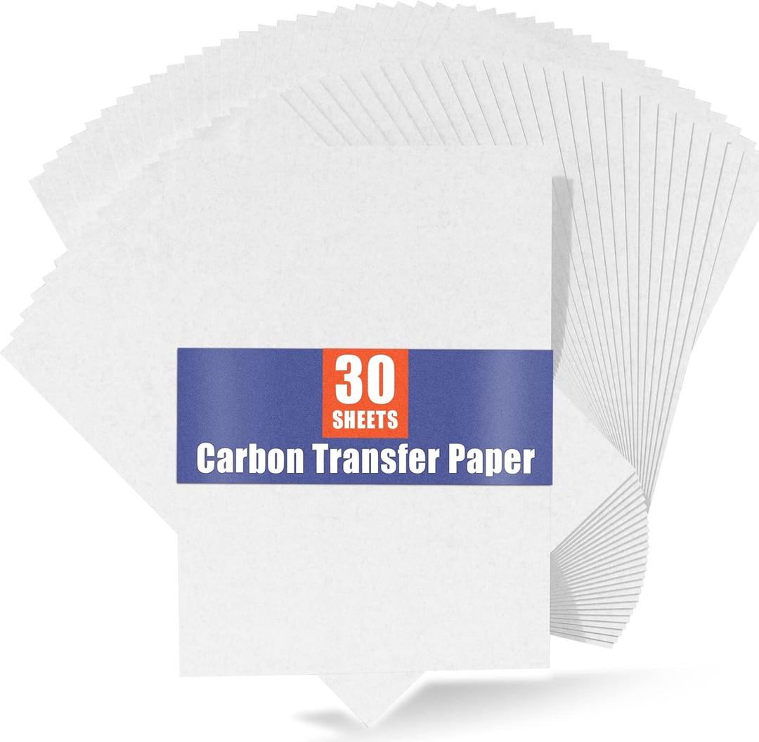 PSLER 30PCS White Carbon Transfer Paper for Wood Burning Craft, Paper, Canvas and Other Art Craft Surfaces A4 Size 8.27 X 11.81 Inch