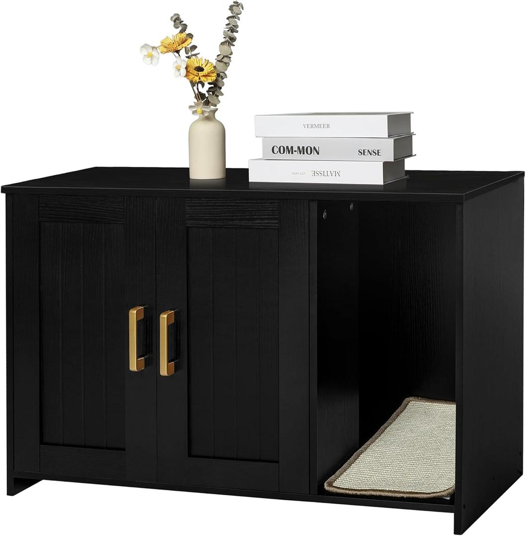 Cat Litter Box Enclosure, with Scratching Mat, 27.6" x 18.2"x 19.6"