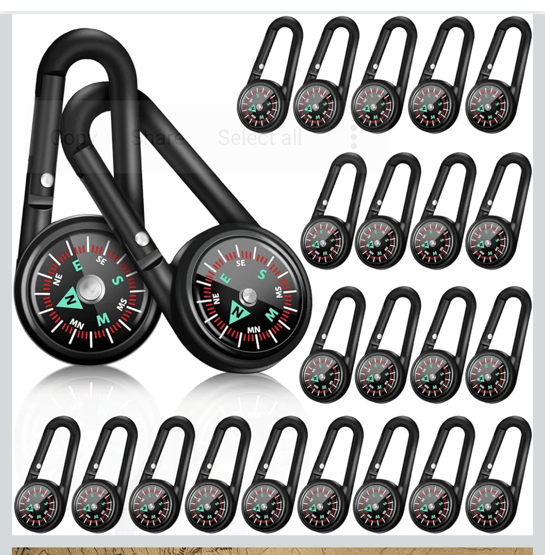 Kanayu Magnetic Compass Keychain Small Pocket Mini Compass Survival Hiking for Adults Camping Backpacking Accessory 24 pcs