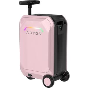 AOTOS Smart Rideable Luggage-Roller Carry-on Luggage 22x14x9-TSA, Airline-Approved 22'' Hardshell, Zipperless Travel Suitcase with Rolling Wheels App Control - Cabin Suitcase for Airport Travel, small