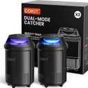 Indoor Insect Trap, Dual-Mode Fruit Fly Trap with Suction, Bug Light, and 6 Glue Boards, Non-Zapper Mosquito, Gnat, Moth, and Fruit Fly Catcher (2 Pack)