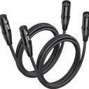 Aqdocvf 2 Pack Premium XLR Cable - 6ft, Male to Female Microphone Cable Oxygen-Free Copper (OFC) Mic Cord for Speaker Podcast Audio Mixer DMX Effector Amplifier Sound Card, Black