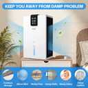 PSOS Dehumidifier, 98 OZ Water Tank, Dehumidifiers for Home, (1000 sq.ft) Quiet Dehumidifier for Bedroom Bathroom Basement with Humidity Display, Auto Shut Off, Relaxing 7 Color Ambient Light(White)