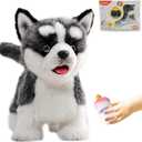 CU-MATE 12" Electric Plush Husky Dog Toys, Electronic Stuffed Animal Dog Toy, Interactive Wuffy Robot Puppy, Walking, Talking, Barking & Wagging Tail, Gifts for Boys and Girls