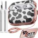 Inesore for AirPods Pro 2nd Generation Case Cover with Lock, Flowers Cute Clear Air Pods Pro 2 Case Hard iPod Pro Cases for Women Girls with Cleaner Kit (2023 USB-C /2022/2019) -Cow Print