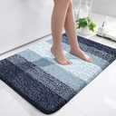 OLANLY Bathroom Rugs Mat 36x24, Extra Soft Absorbent Microfiber Bath Rugs, Rubber Backing, Quick Dry, Machine Washable Bath Mats for Bathroom Floor, Tub and Shower, Home Decor Accessories, Airy Blue