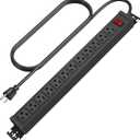 HHSOET Rotating 12 Outlet Surge Protector Power Strip, 1200J, 6FT, Black, 4