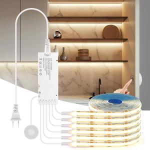 AIMENGTE 12V COB LED Cabinet Lights Strip, 6 x 3.3ft Touch Dimmable 3000K Lighting for Parallel Wood Slat Wall Panels, Display Cabinets, Wardrobes, Showcases, Shelves