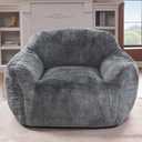Homguava Bean Bag Chair Bean Bag Chairs for Adults Comfy Beanbag Chair with Spacious Design Oversized Bean Bag Sofa with Armrest Giant Bean Bag Chair with Filler for Living Room Bedroom (Grey)