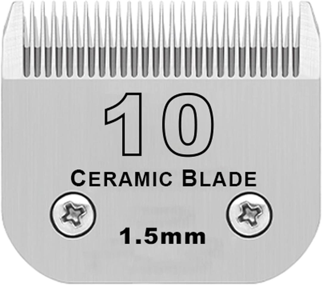 Detachable Pet Dog Grooming Clipper Ceramic Blade,Compatible with Andis Size 10 Cut Length 1/16"(1.5mm),Compatible with Oster A5,Wahl KM10 Series Clippers (Silver)