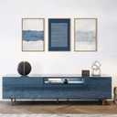 Large Abstract Navy Blue and White Framed Canvas Wall Art Set,Modern Neutral Geometric Waves Lines Dots Wall Decor,Mid Century Minimalist Boho Artwork for Living Room,Bedroom,Office- 24"x36"x3