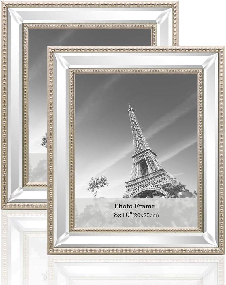 Meetart 8x10 2 Pack Mirror Photo Frames Sets for Wall Pictures Decor or Table Stand