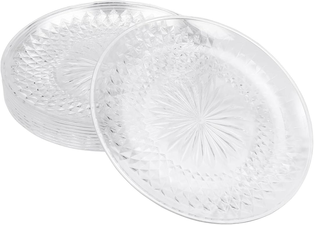 10 Pack Clear Plates 14" Clear Plastic Plates, Serving Platter Perfect for Wedding, Party, for Valentine Party Food Cake Cookie Fruits Birthday Wedding Supplies