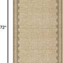 GarveeHome 2x6 Runner Rug for Hallway Washable Kitchen Rugs Non Slip Solid Tan Jute Digital Printing Modern Soft Low-Pile Scalloped Indoor Carpet for Entryway Laundry Room Floor Mats