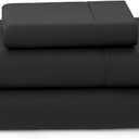 Cosy House Collection Luxury Bamboo Sheets - Blend of Rayon Derived from Bamboo - Cooling & Breathable, Silky Soft, 16-Inch Deep Pockets - 3-Piece Bedding Set - Twin XL, Black
