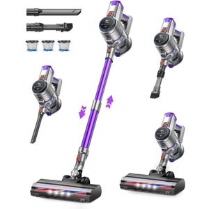 Cordless Vacuum Cleaner, 450W Vacuum Cleaner for Home, 38KPA Stick Vacuum with Brushless Motor and 2 Roller Brush, Rechargeable Vacuum Removable Battery, Wireless Vacuum for Pet Hair/Carpet/Hard Floor