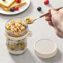 4 Pack Overnight Oats Containers with Lids and Spoons, 16 oz Glass Mason Jars with Airtight Lids, Overnight Oats Jars for Milk, Cereal, Fruit