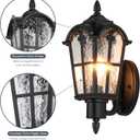 Sucolite Outdoor Wall Light Fixtures Wall Mounted, Exterior Waterproof Porch Lights Wall Lanterns, Outside Wall Sconces with Water Ripple Glass for House Front Door Garage, Retro Vintage Style, 2 Pack