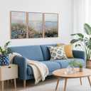 CHDITB Seaside Floral Framed Canvas Wall Art Set, Nature Inspired Ocean View Wall Decor, Sunrise Art Spiritual Wall Painting, Coastal Wildflowers Art Prints for Living Room, Office-Size 16"x24"x3