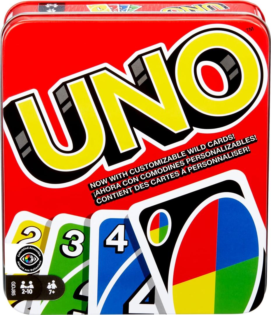 Mattel Games UNO Card Game for Kid, Adult & Family Nights & Parties, Travel & Vacations, Color Blind Accessible & Customizable Deck 