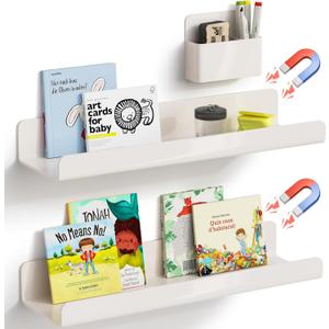Magnetic Book Shelf, Magnetic Shelf for White Board, Magnetic Shelves for Classroom with Pen Holder (2)